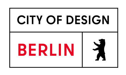 Logo with wordmark "City of Design Berlin" and Berlin Bear