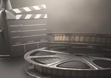 Filmrolle und Regieklappe Filmrolle und Regieklappe