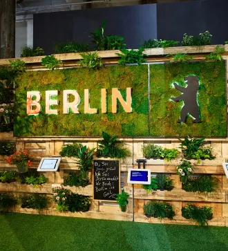 View of a sustainable visitBerlin stand at the Greentech Festival