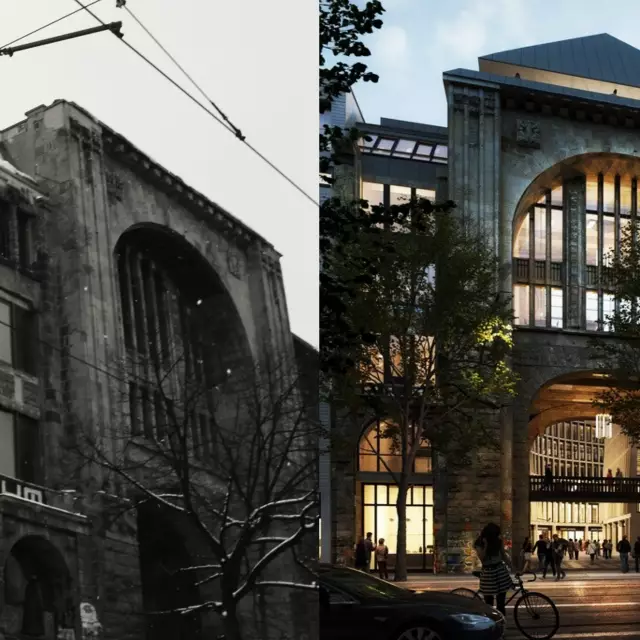 Collage vom Kunsthaus Tacheles auf der linken Seite und dem Fotografiska auf der rechten Seite