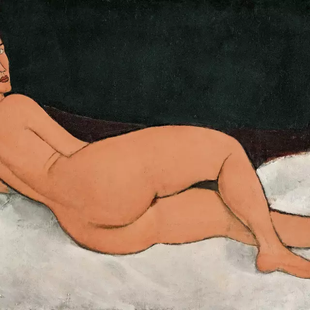 Amedeo Modigliani: Auf der Seite liegender Frauenakt (Detail), 1917