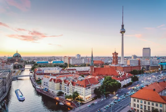 Panoramic view of the Spree with the television tower