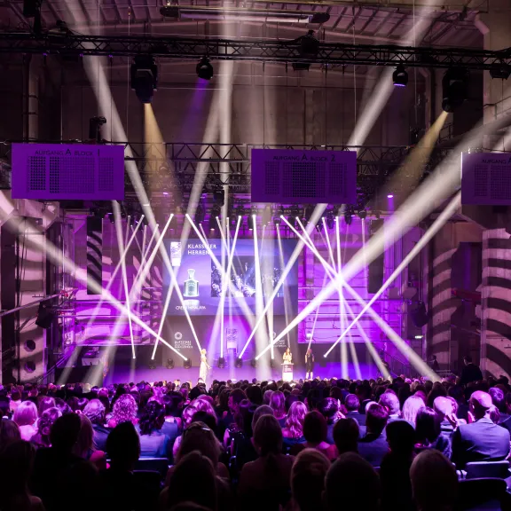 satis&fy Veranstaltung Duftstars 2016 Gäste sitzen vor einer Bühne