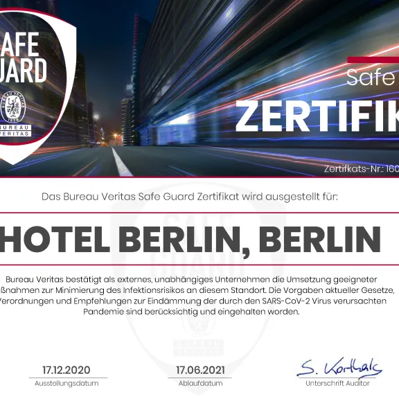 Safe Guard Zertifikat - Hygienekonzept Bureau Veritas