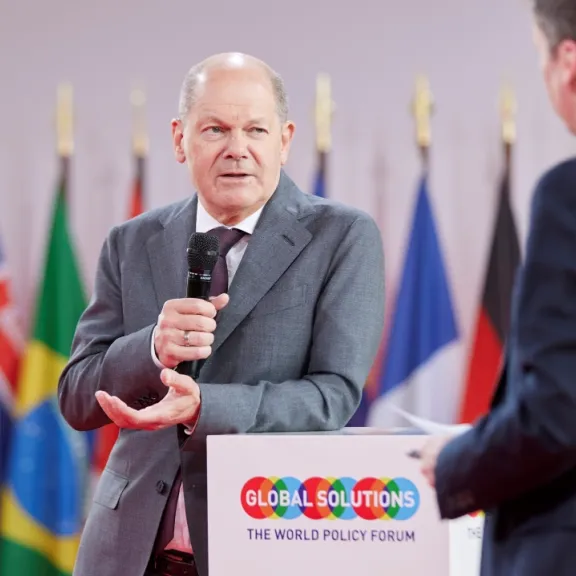 Kanzler Olaf Scholz im Interview beim Global Solutions Summit in Berlin