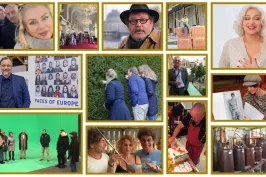 Collage mit verschiedenen Menschen in Alltagssituationen, teils drinnen, teils draußen.