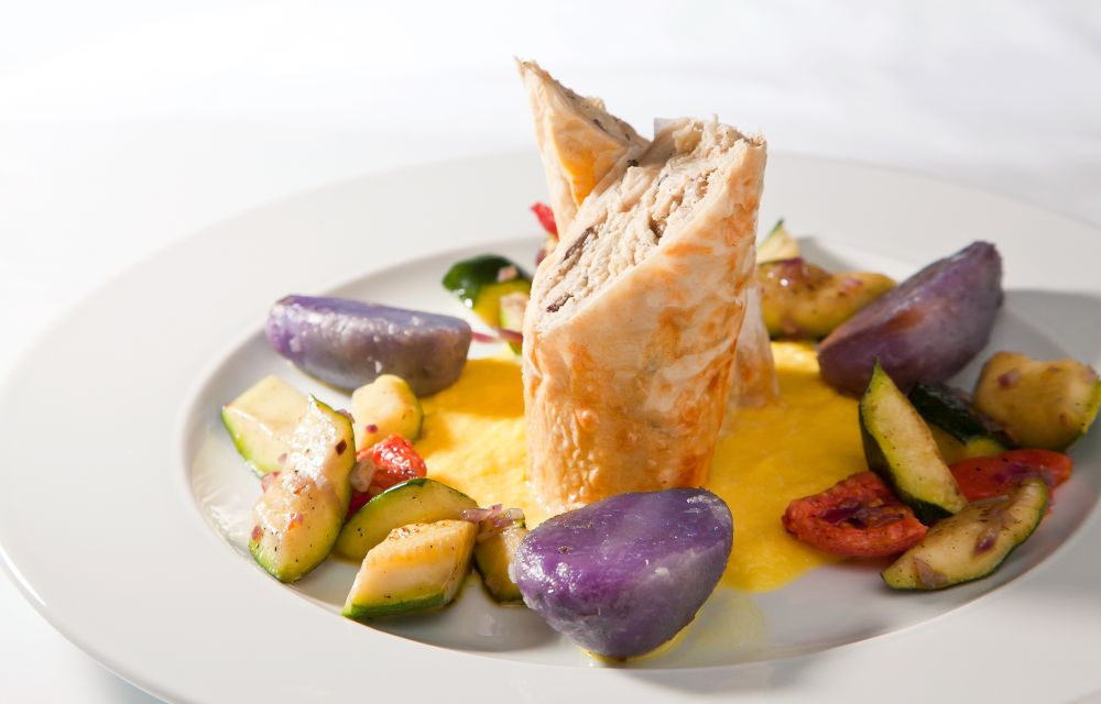 close up of a main course