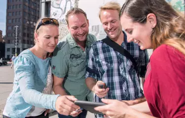 Meeting Guide Berlin Team Spirit Team with TabletPC at Potsdamer Platz