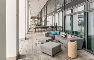 Terrace with numerous seating options