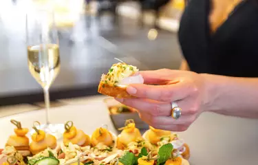 woman eats aveato food