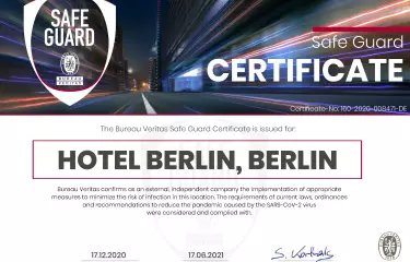 Safe Guard Zertifikat - Hygiene concept Bureau Veritas