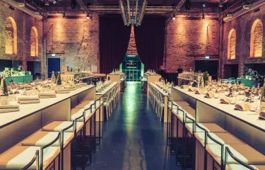Long set tables in an event location