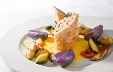 close up of a main course