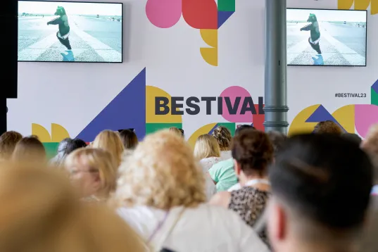View of the BESTIVAL stage with audience from behind
