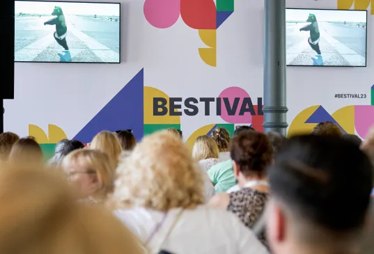 View of the BESTIVAL stage with audience from behind