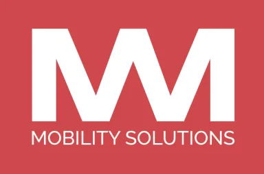 Logo mit weißen Buchstaben "MM" und Text "Mobility Solutions" auf rotem Hintergrund.