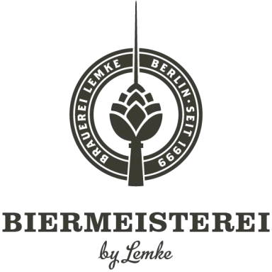 Logo with a hop cone inside a circle and the text "BIERMEISTEREI by Liebes".
