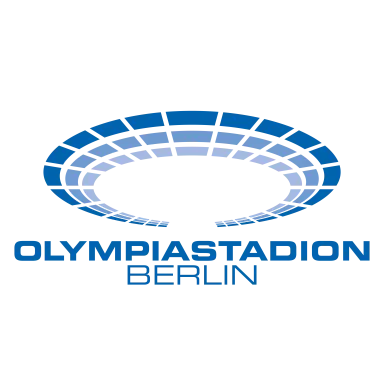 Blaues Logo, Darstellung der Dachmembran und Schriftzug Olympiastadion Berlin
