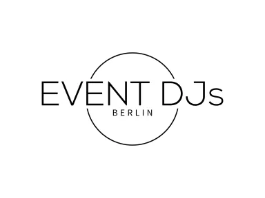 Logo mit dem Text „EVENT DJs BERLIN“ und einem Kreis.