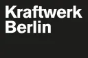 Logo mit weißem Text „Kraftwerk Berlin“ auf schwarzem Hintergrund.
