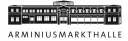 Grafik eines Gebäudes mit Aufschrift "Arminiusmarkthalle" darunter.