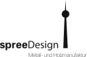 Logo mit Fernsehturm-Silhouette und Text "spreeDesign, Metall- und Holzmanufaktur".