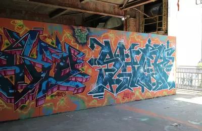 Berlin, Teufelsberg, Graffiti Tag an der ehemaligen Abhörstation