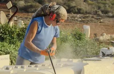Stone sculptor at work