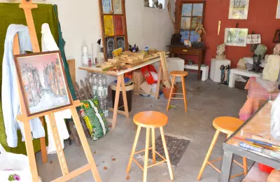 Artist's studio in a garage