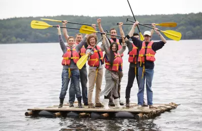 Cheering on the raft