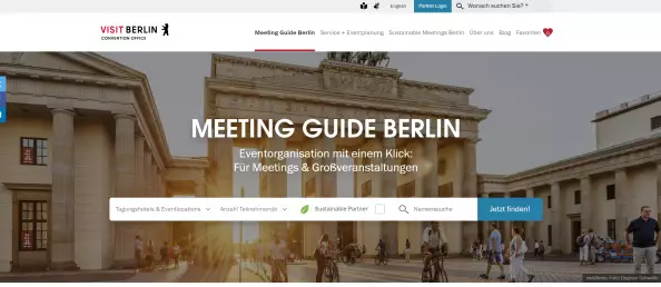 Screenshot von Startseite Meeting Guide Berlin