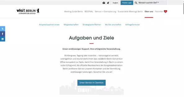 Screenshot von Startseite Über uns