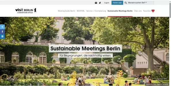 Screenshot von Startseite Sustainable Meetings Berlin