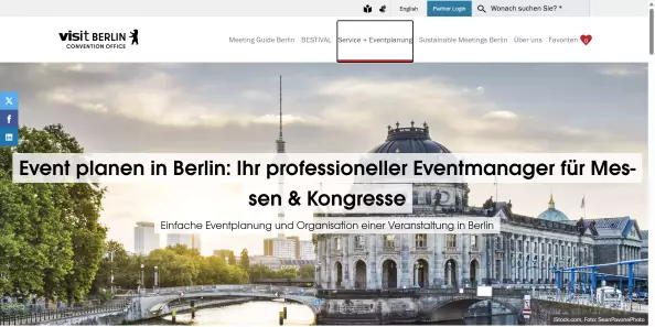 Screenshot von Startseite Service und Eventplanung