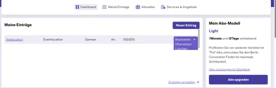 Detailansicht des Übersetzungsbutton im Berlin Convention Finder