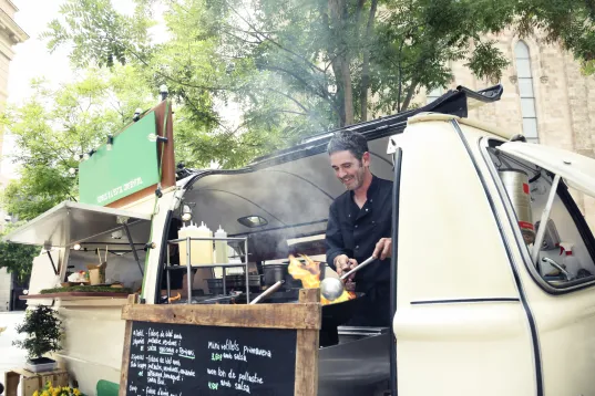 Chef in a food truck