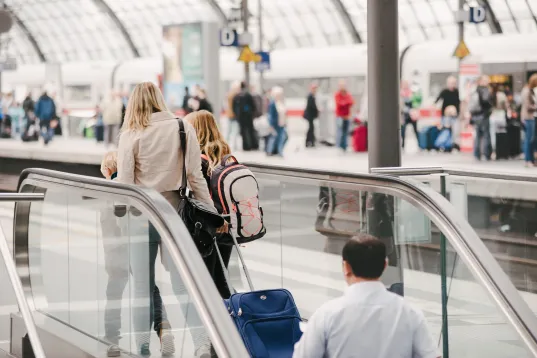Here, people can be seen arriving at Berlin Central Station